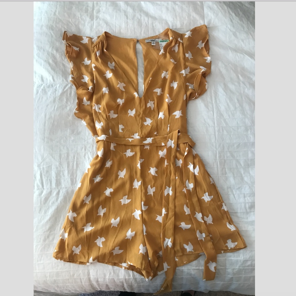 Flirty Gold/Yellow and white Romper